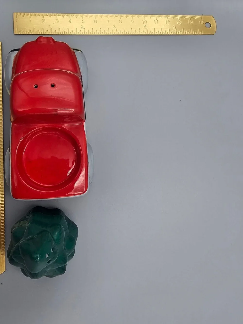 Ceramic Red Truck with Green Christmas Tree Salt and Pepper Shaker